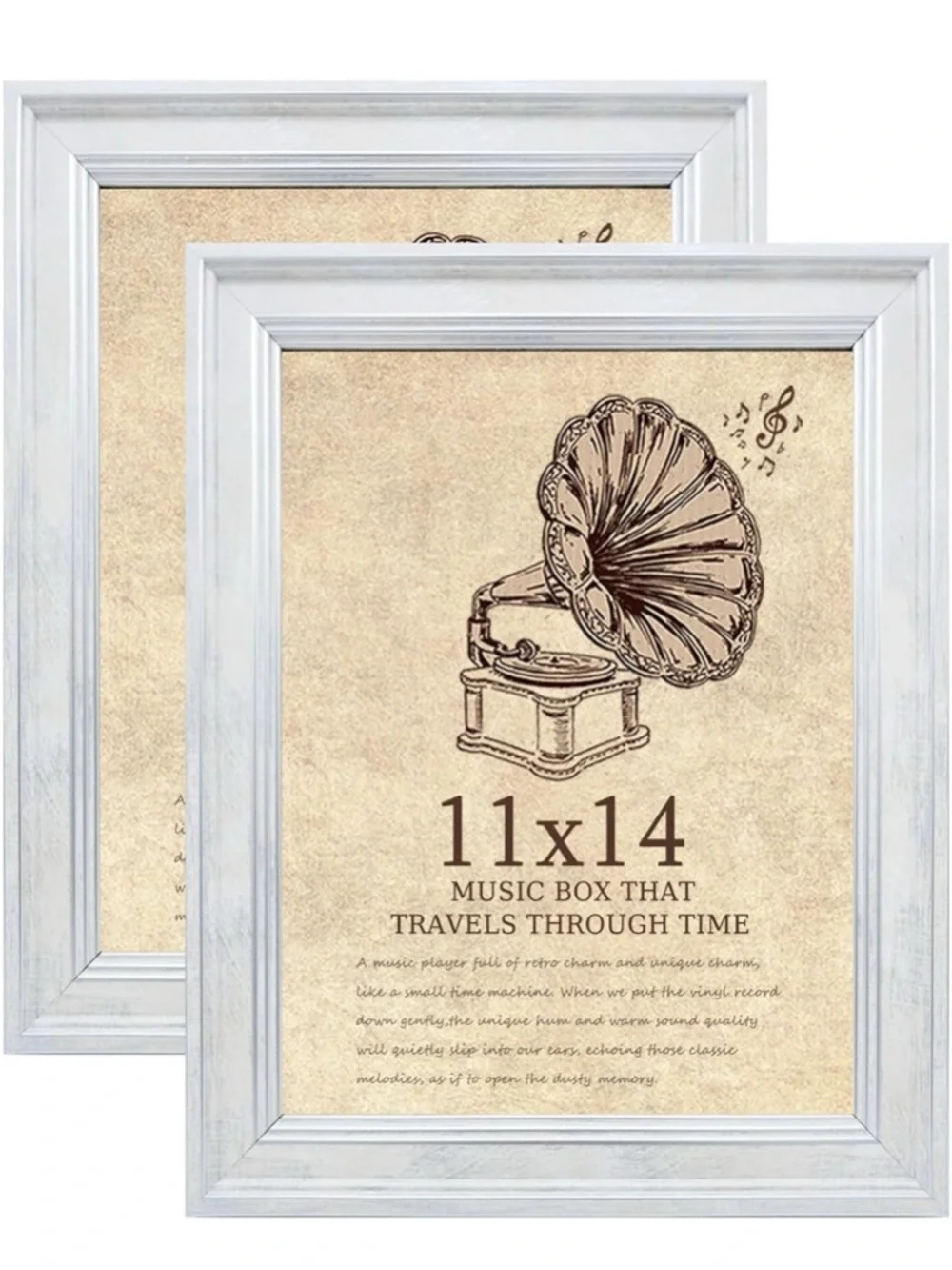 Set Of 2 Rustic White Picture Frames 11 x 14 inches